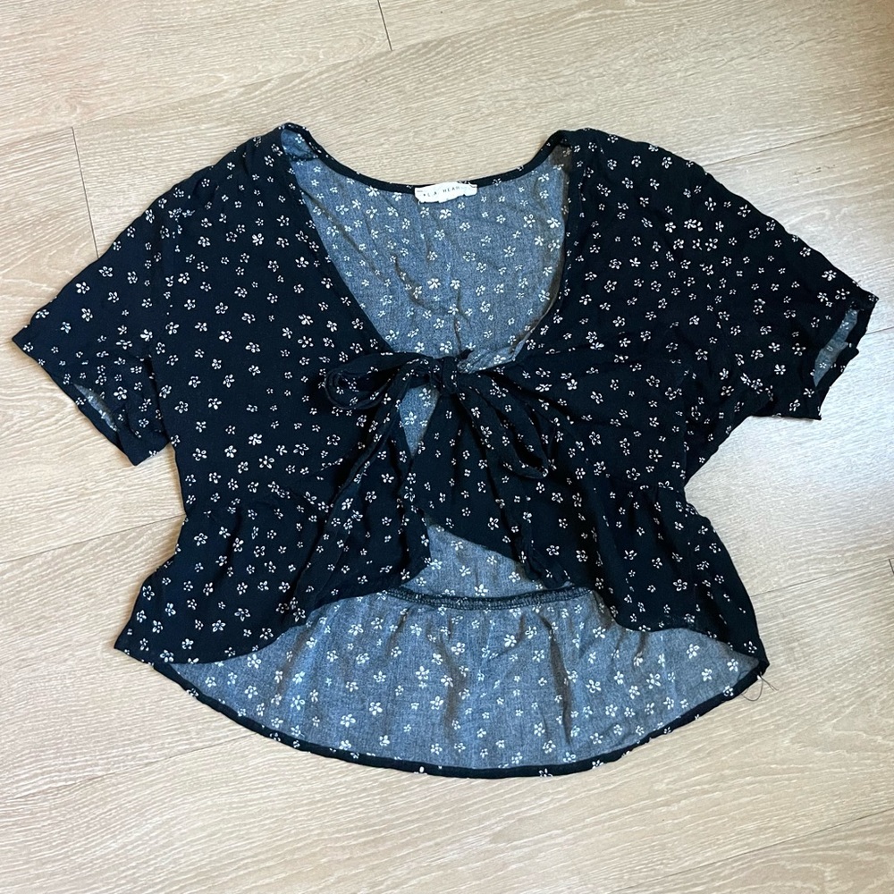 Brandy Melville floral front-tie top